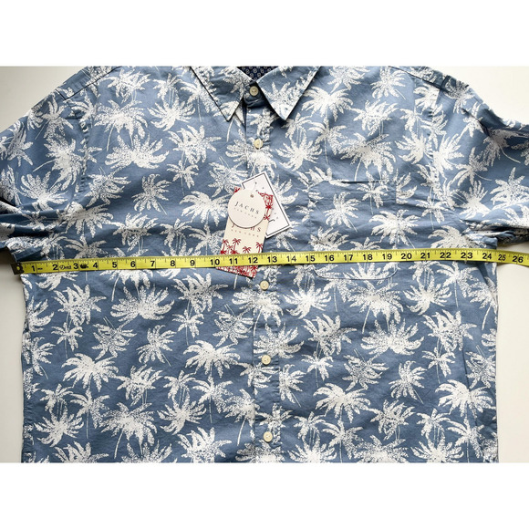 NWT Jachs NY Stretch Short Sleeve Shirt Blue Palm Tree Print Mens XL Tropical - Picture 7 of 9